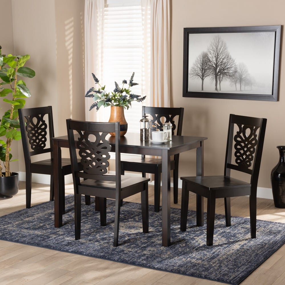 Baxton Studio - Luisa Dining Set in Dark Brown - Luisa-Dark Brown-5PC Dining Set view 7
