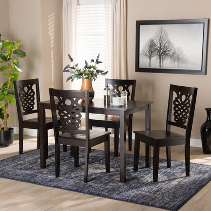 Baxton Studio - Luisa Dining Set in Dark Brown - Luisa-Dark Brown-5PC Dining Set view 7
