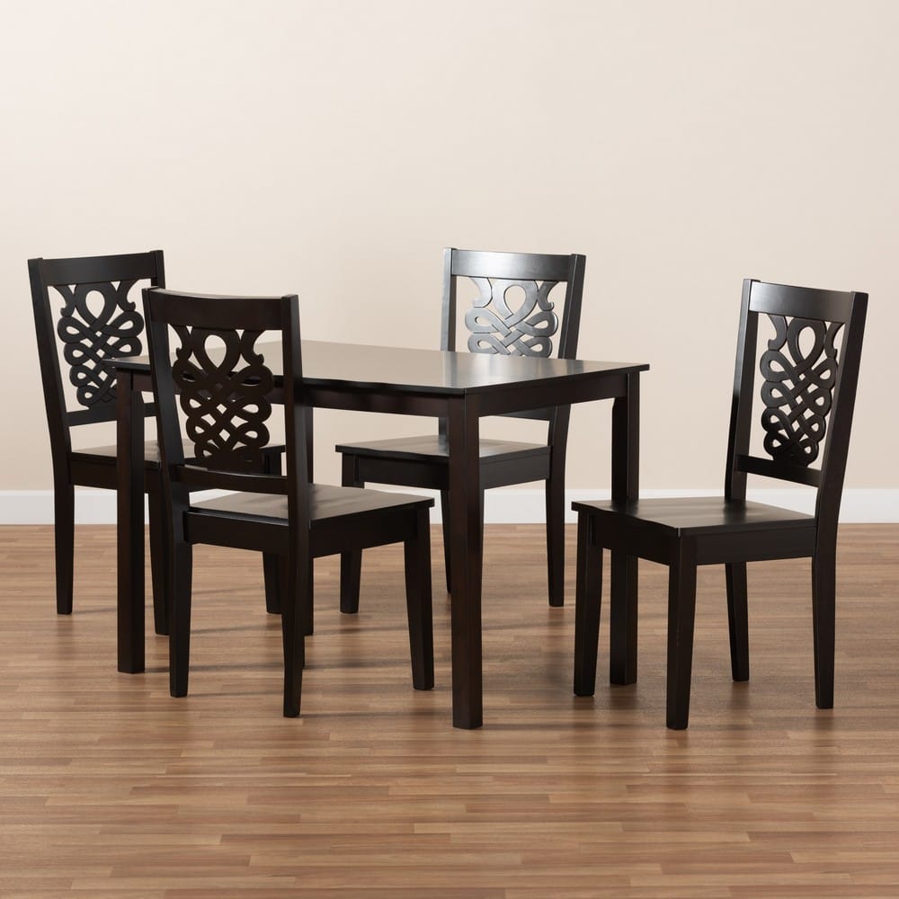 Baxton Studio - Luisa Dining Set in Dark Brown - Luisa-Dark Brown-5PC Dining Set view 8