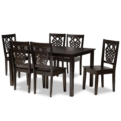 Baxton Studio - Luisa Dining Set in Dark Brown - Luisa-Dark Brown-7PC Dining Set view 1