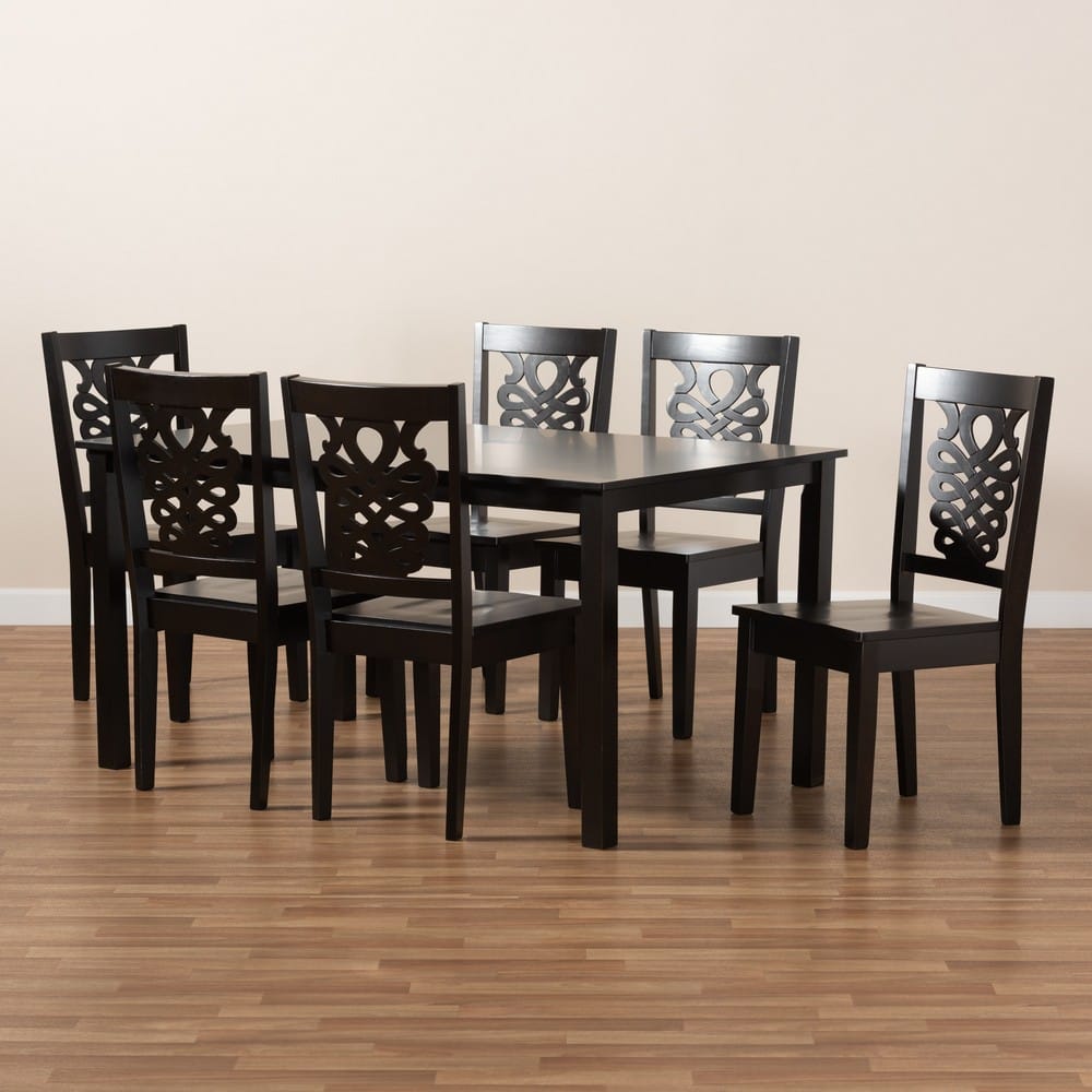 Baxton Studio - Luisa Dining Set in Dark Brown - Luisa-Dark Brown-7PC Dining Set view 8