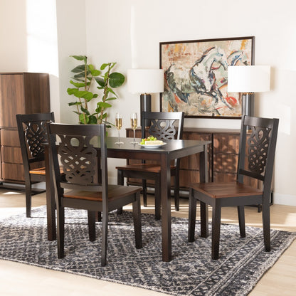 Baxton Studio - Luisa Dining Set in Dark Brown/Walnut Brown - Luisa-Dark Brown/Walnut-5PC Dining Set view 7