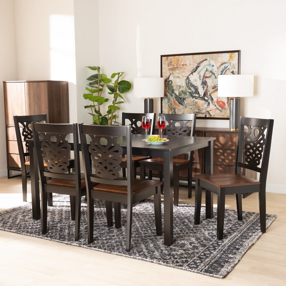 Baxton Studio - Luisa Dining Set in Dark Brown/Walnut Brown - Luisa-Dark Brown/Walnut-7PC Dining Set view 7