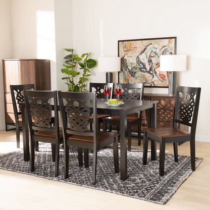 Baxton Studio - Luisa Dining Set in Dark Brown/Walnut Brown - Luisa-Dark Brown/Walnut-7PC Dining Set view 7