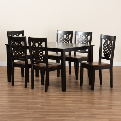 Baxton Studio - Luisa Dining Set in Dark Brown/Walnut Brown - Luisa-Dark Brown/Walnut-7PC Dining Set view 8