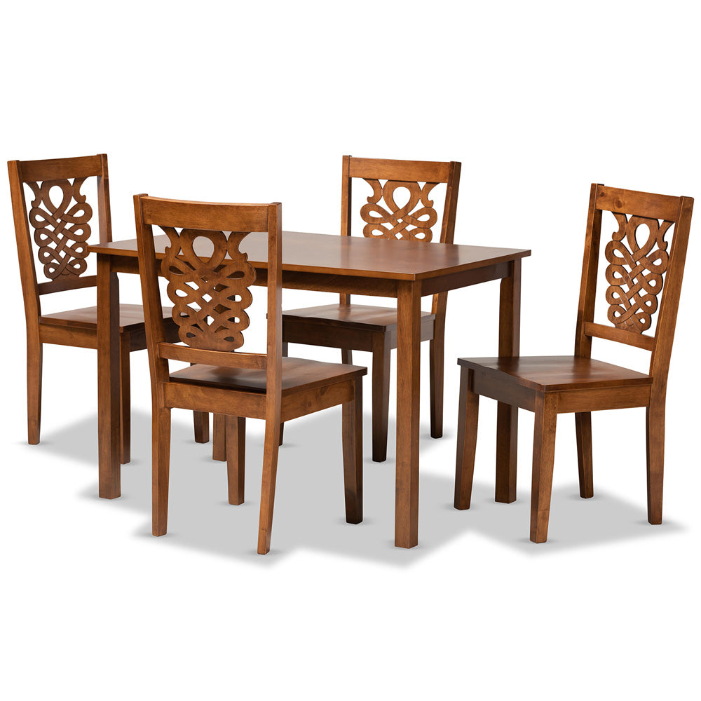 Baxton Studio - Luisa Dining Set in Walnut Brown - Luisa-Walnut-5PC Dining Set view 1