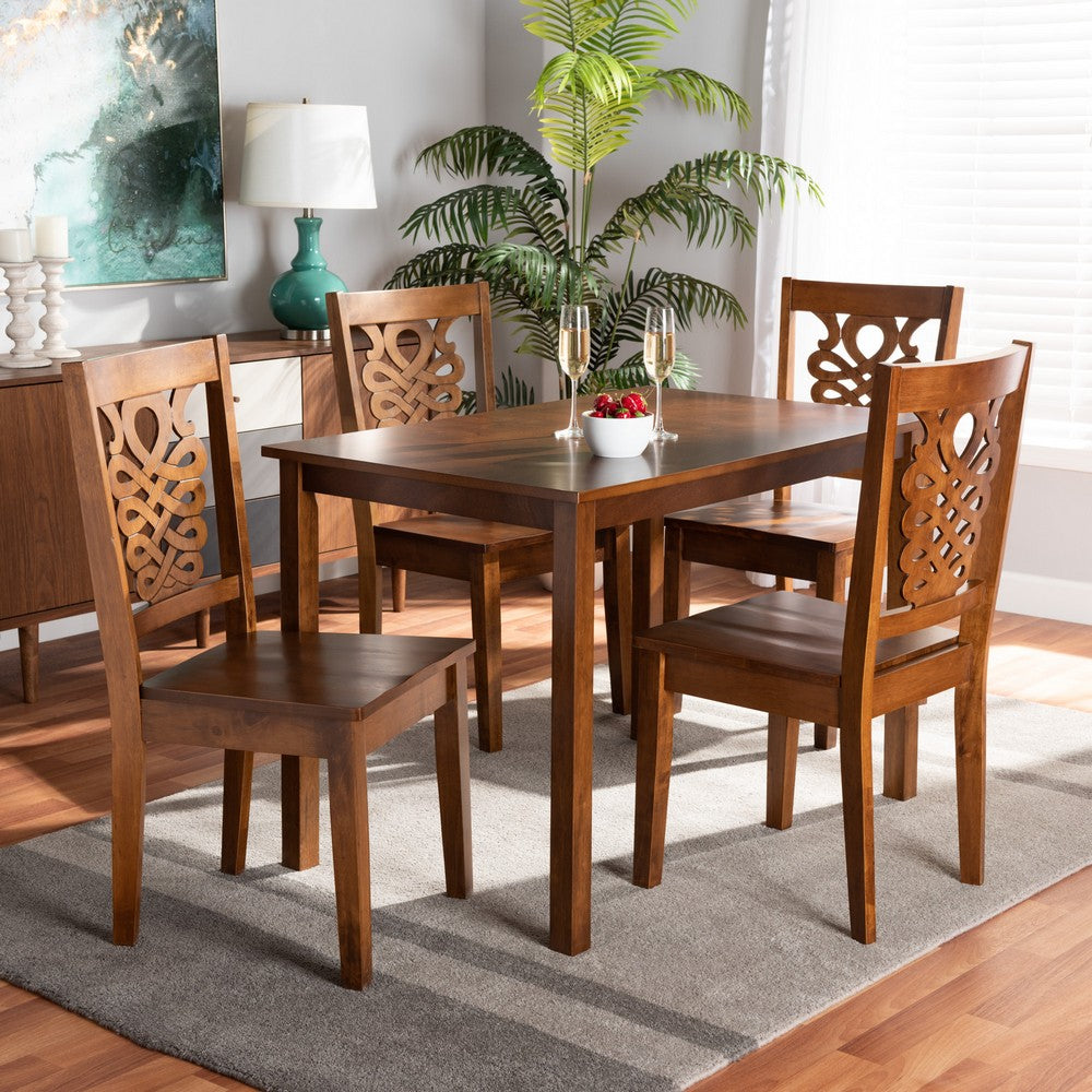 Baxton Studio - Luisa Dining Set in Walnut Brown - Luisa-Walnut-5PC Dining Set view 7