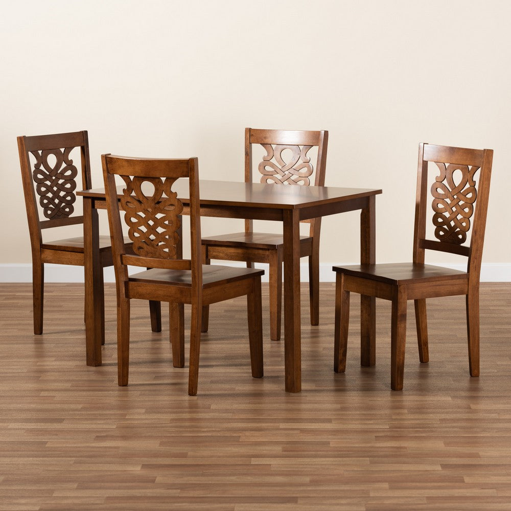 Baxton Studio - Luisa Dining Set in Walnut Brown - Luisa-Walnut-5PC Dining Set view 8