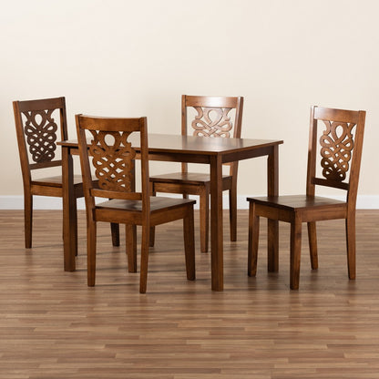 Baxton Studio - Luisa Dining Set in Walnut Brown - Luisa-Walnut-5PC Dining Set view 8