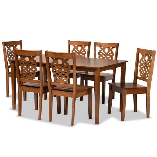 Baxton Studio - Luisa Dining Set in Walnut Brown - Luisa-Walnut-7PC Dining Set view 1
