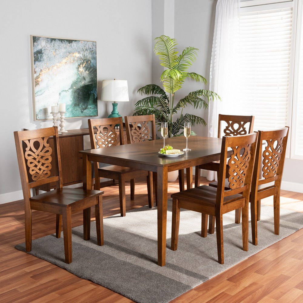 Baxton Studio - Luisa Dining Set in Walnut Brown - Luisa-Walnut-7PC Dining Set view 7