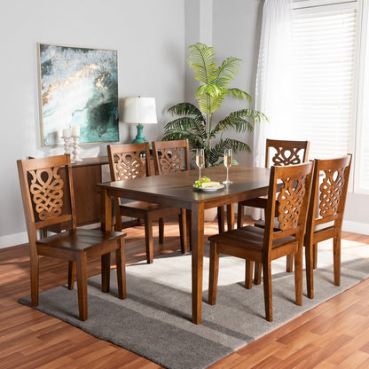 Baxton Studio - Luisa Dining Set in Walnut Brown - Luisa-Walnut-7PC Dining Set view 7