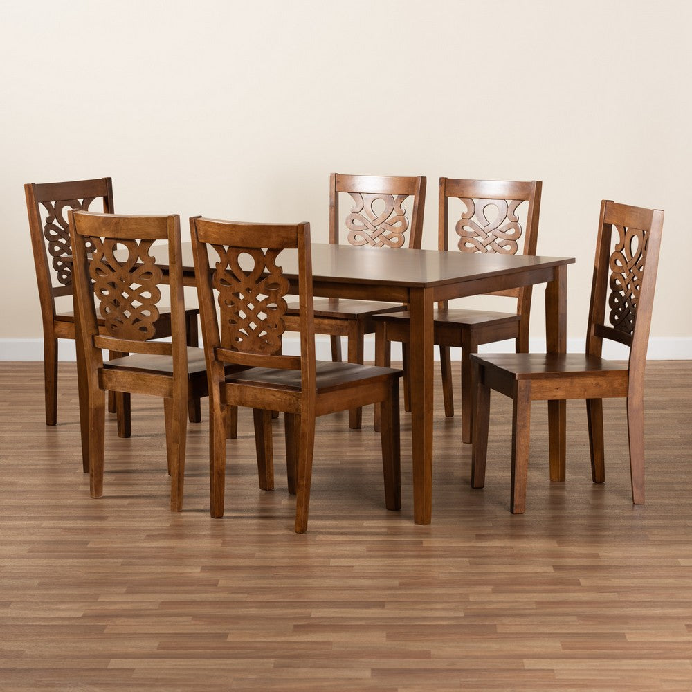 Baxton Studio - Luisa Dining Set in Walnut Brown - Luisa-Walnut-7PC Dining Set view 8