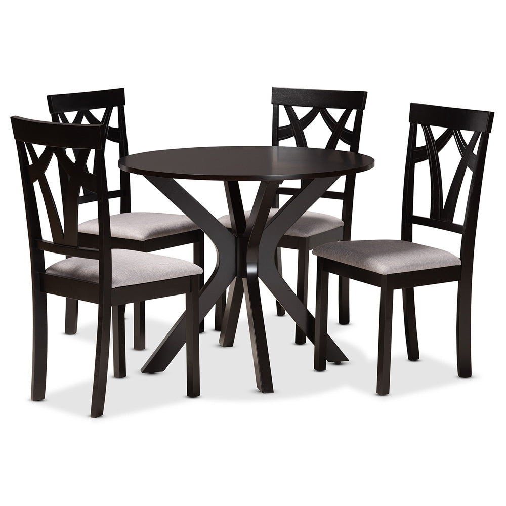 Baxton Studio - Luise Dining Set in Grey/Dark Brown - Luise-Grey/Dark Brown-5PC Dining Set view 1
