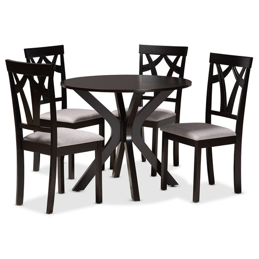 Baxton Studio - Luise Dining Set in Grey/Dark Brown - Luise-Grey/Dark Brown-5PC Dining Set view 1