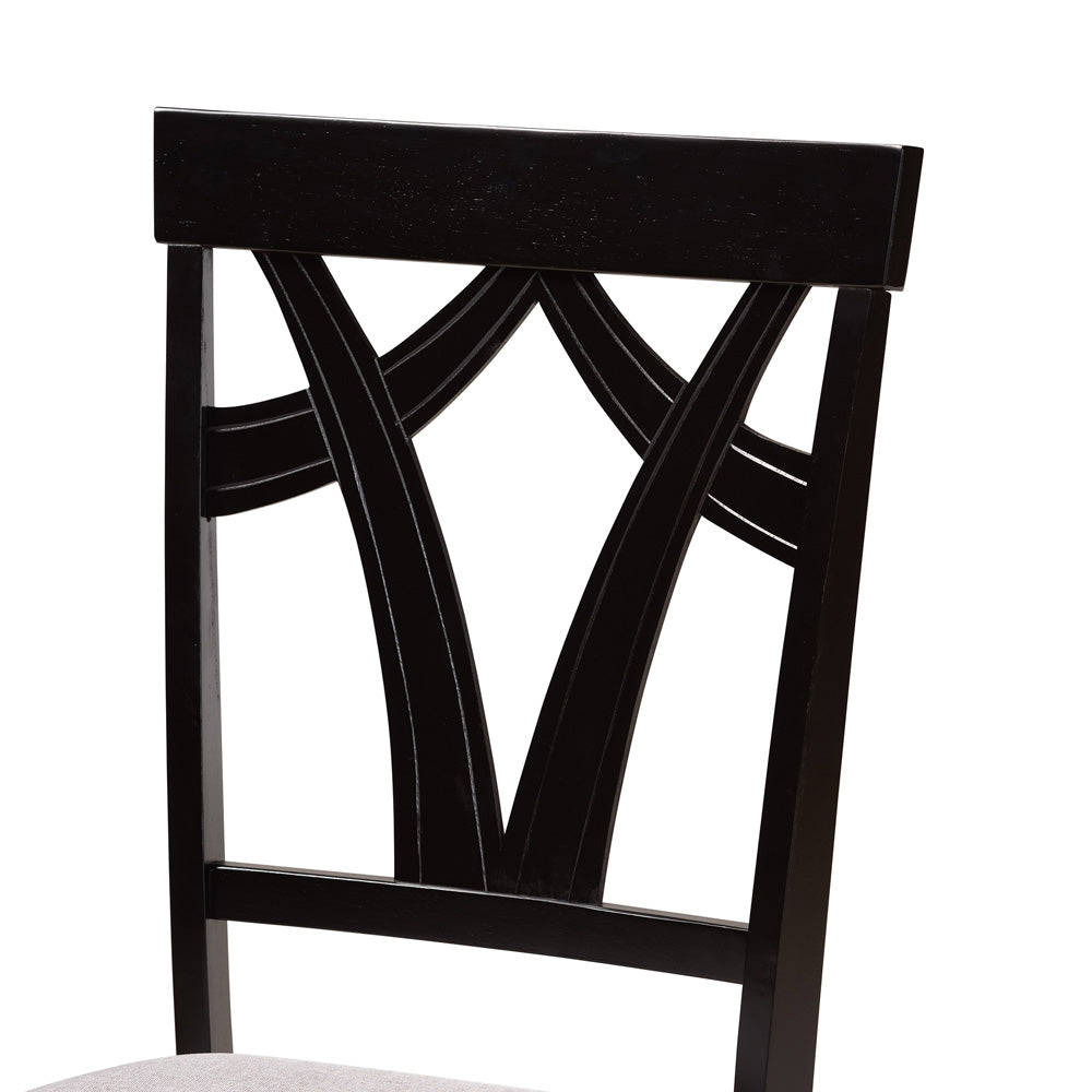 Baxton Studio - Luise Dining Set in Grey/Dark Brown - Luise-Grey/Dark Brown-5PC Dining Set view 5