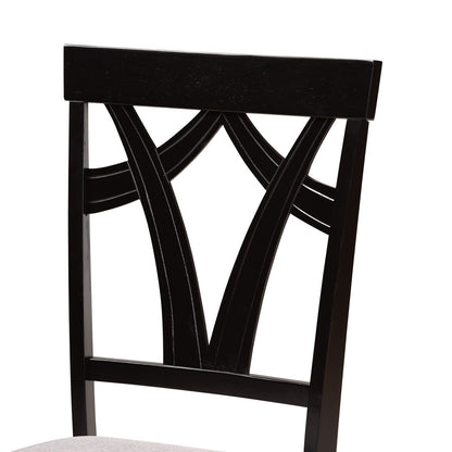 Baxton Studio - Luise Dining Set in Grey/Dark Brown - Luise-Grey/Dark Brown-5PC Dining Set view 5