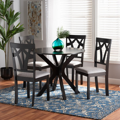 Baxton Studio - Luise Dining Set in Grey/Dark Brown - Luise-Grey/Dark Brown-5PC Dining Set view 8