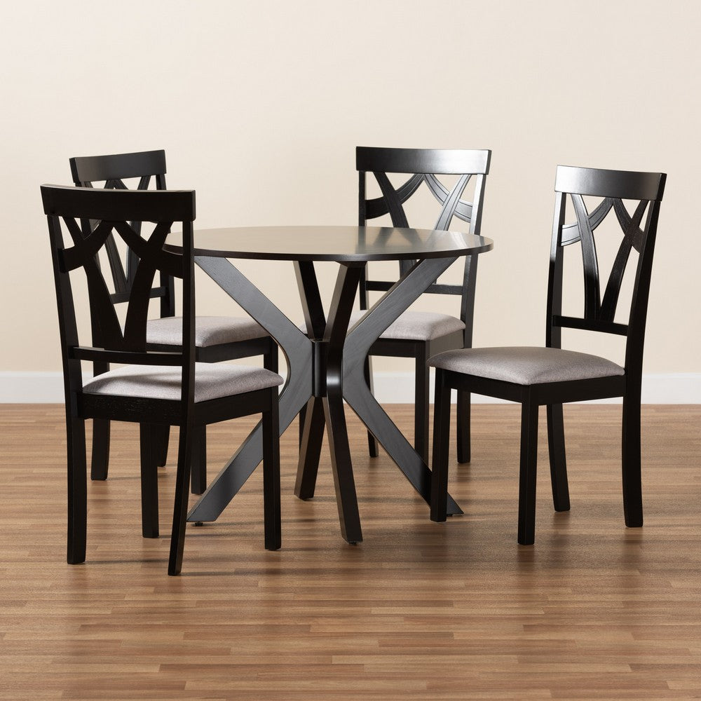 Baxton Studio - Luise Dining Set in Grey/Dark Brown - Luise-Grey/Dark Brown-5PC Dining Set view 9