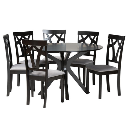 Baxton Studio - Luise Dining Set in Grey/Dark Brown - Luise-Grey/Dark Brown-7PC Dining Set view 1