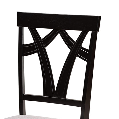 Baxton Studio - Luise Dining Set in Grey/Dark Brown - Luise-Grey/Dark Brown-7PC Dining Set view 5