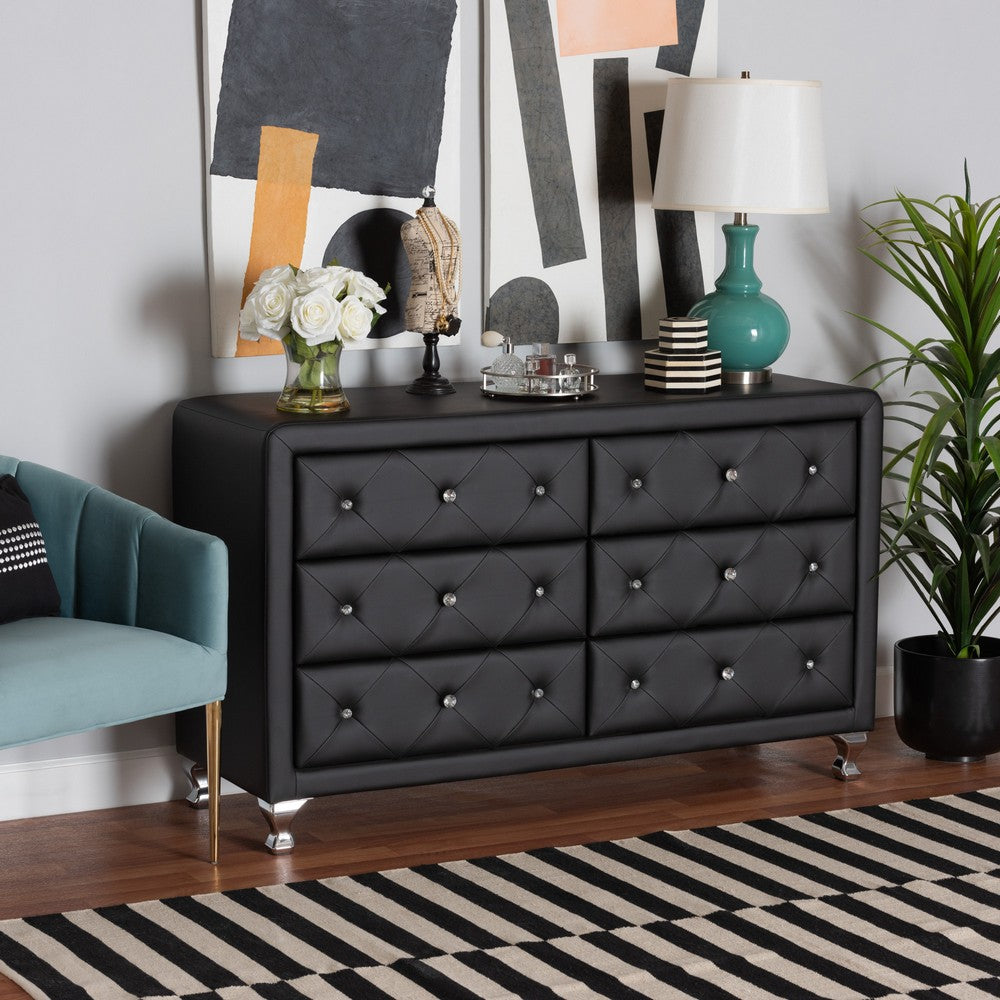Baxton Studio - Luminescence Dresser in Black - BBT2030-Dresser-Black view 7