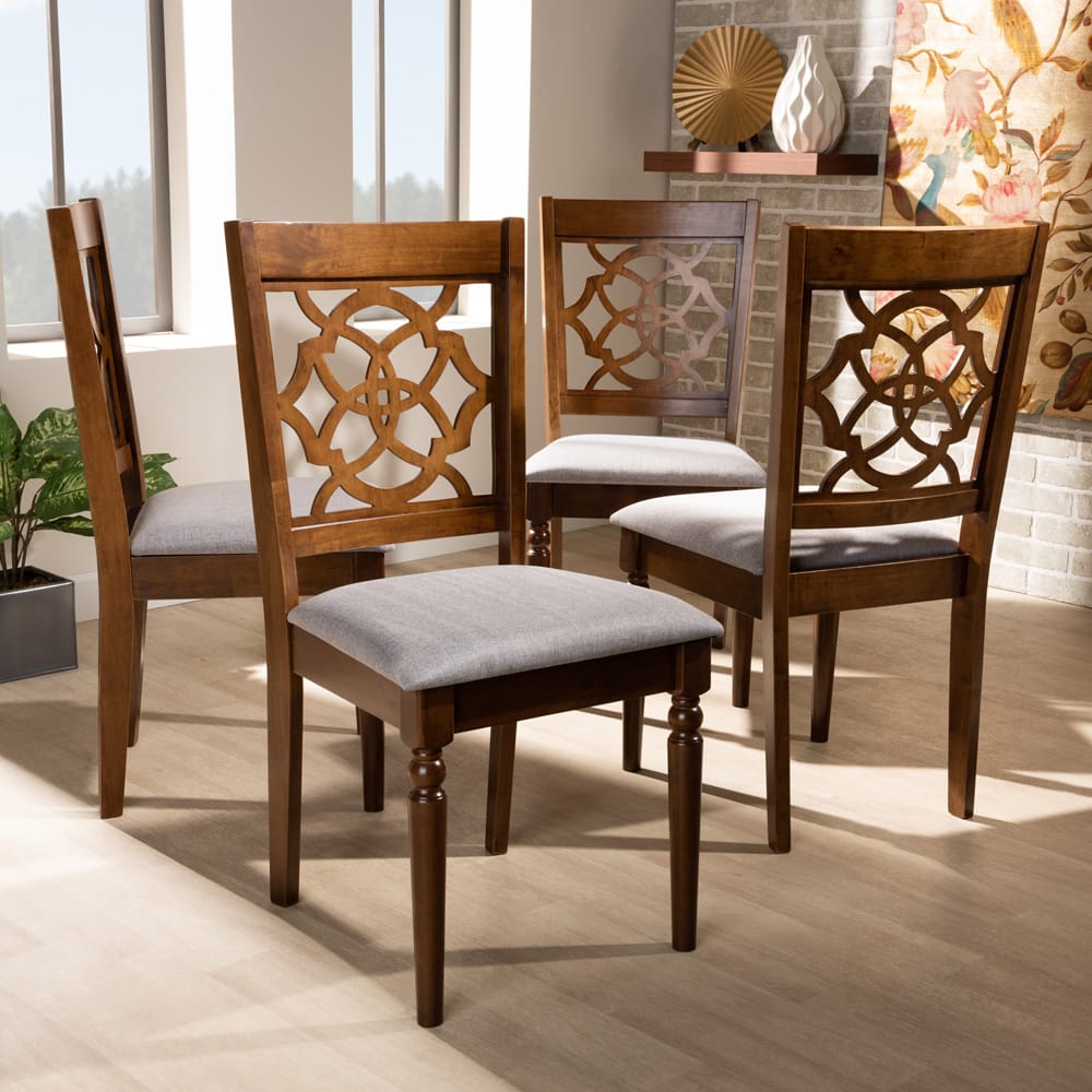 Baxton Studio - Lylah Set of 4 Dining Chairs in Grey/Walnut - RH332C-Grey/Walnut-DC-4PK view 5