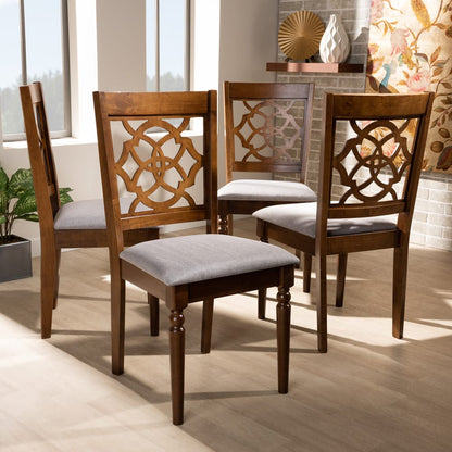 Baxton Studio - Lylah Set of 4 Dining Chairs in Grey/Walnut - RH332C-Grey/Walnut-DC-4PK view 5
