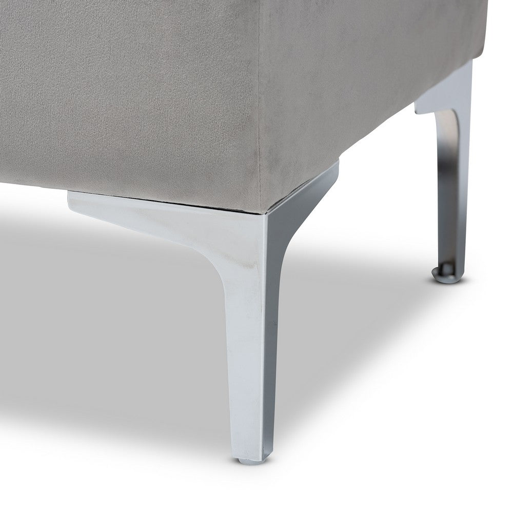 Baxton Studio - Mabel Ottoman in Grey/Silver - WS-20093-Grey Velvet/Silver-Otto view 7