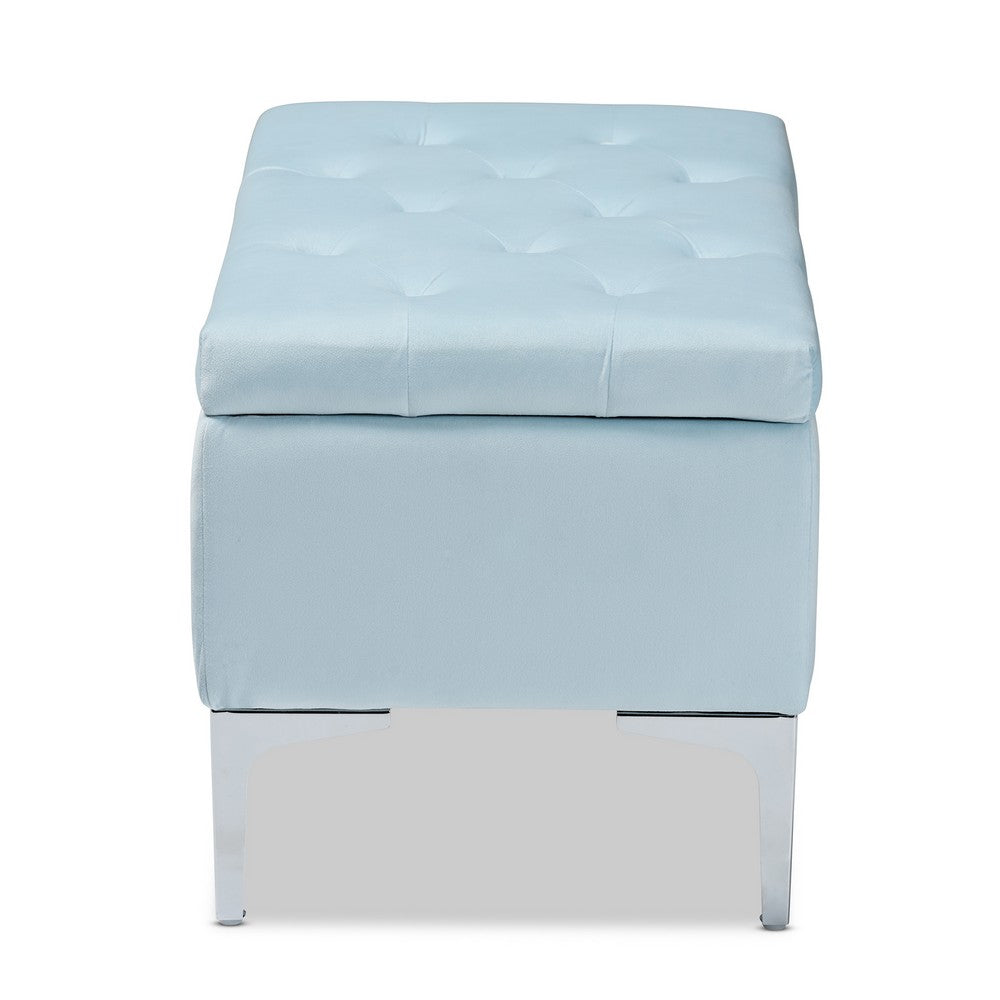 Baxton Studio - Mabel Ottoman in Light Blue/Silver - WS-20093-Light Blue Velvet/Silver-Otto view 4