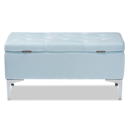 Baxton Studio - Mabel Ottoman in Light Blue/Silver - WS-20093-Light Blue Velvet/Silver-Otto view 5