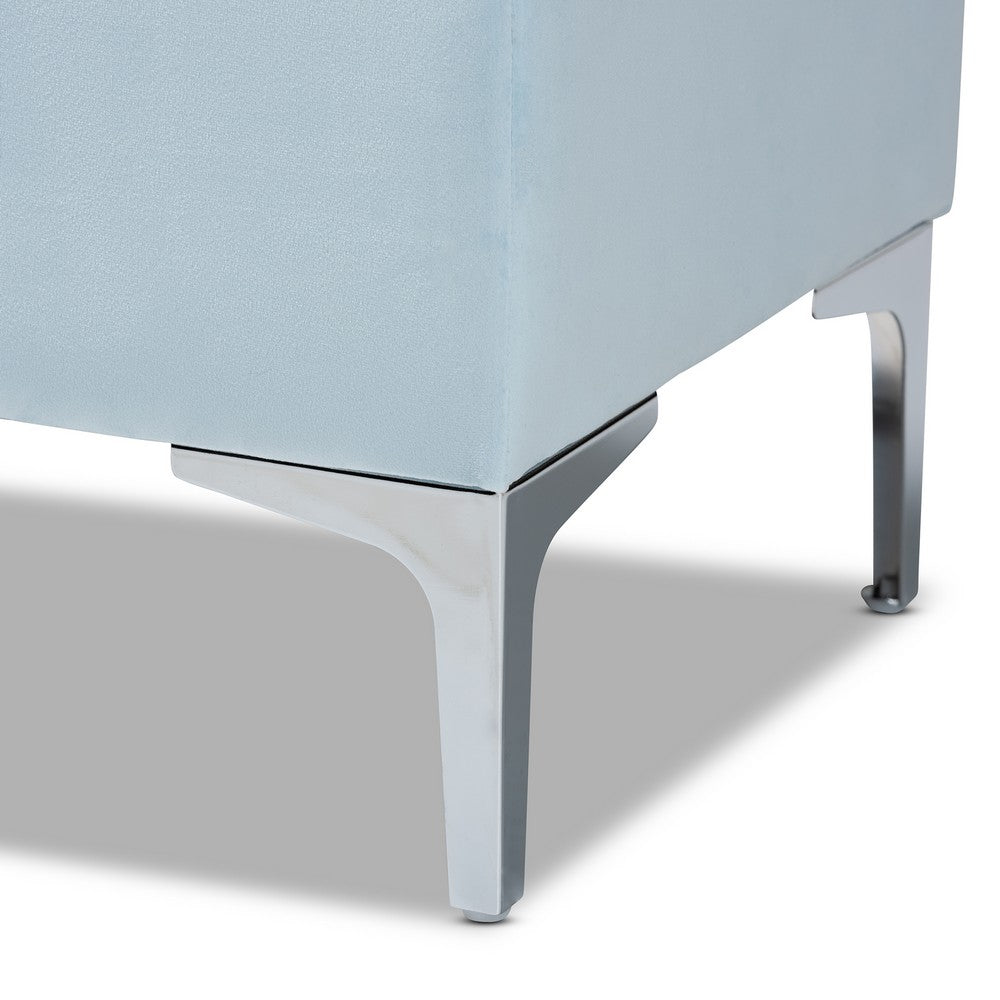 Baxton Studio - Mabel Ottoman in Light Blue/Silver - WS-20093-Light Blue Velvet/Silver-Otto view 7