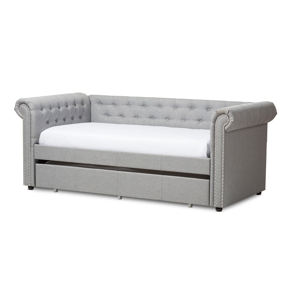 Baxton Studio - Mabelle Daybed in Grey - Ashley-Grey-Daybed view 1
