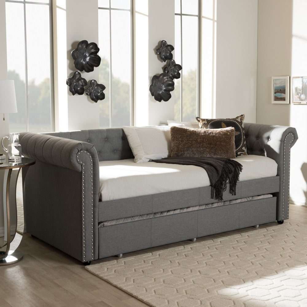 Baxton Studio - Mabelle Daybed in Grey - Ashley-Grey-Daybed view 9