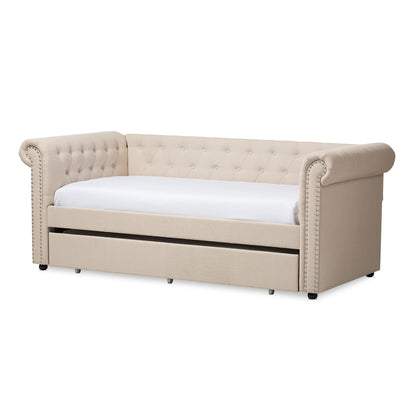 Baxton Studio - Mabelle Daybed in Light Beige - Ashley-Beige-Daybed view 1