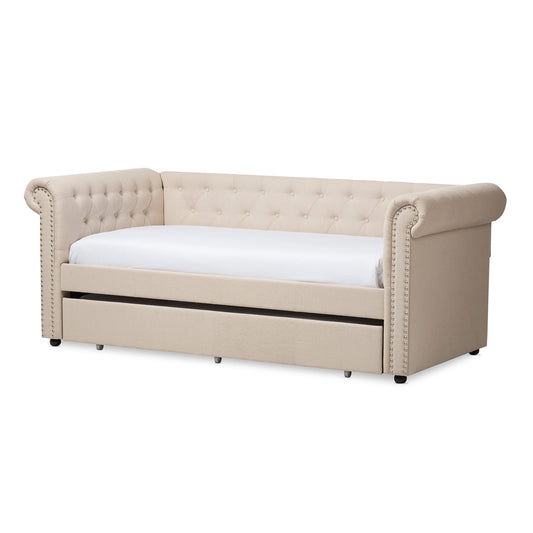 Baxton Studio - Mabelle Daybed in Light Beige - Ashley-Beige-Daybed view 1