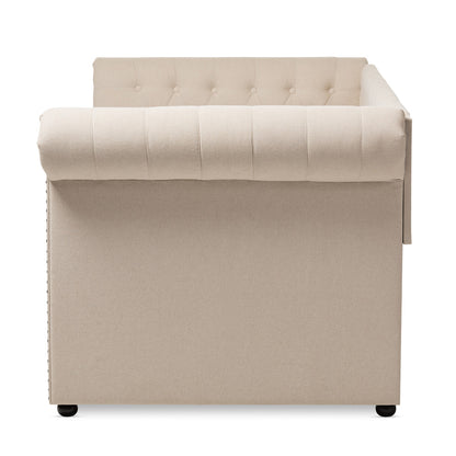 Baxton Studio - Mabelle Daybed in Light Beige - Ashley-Beige-Daybed view 3