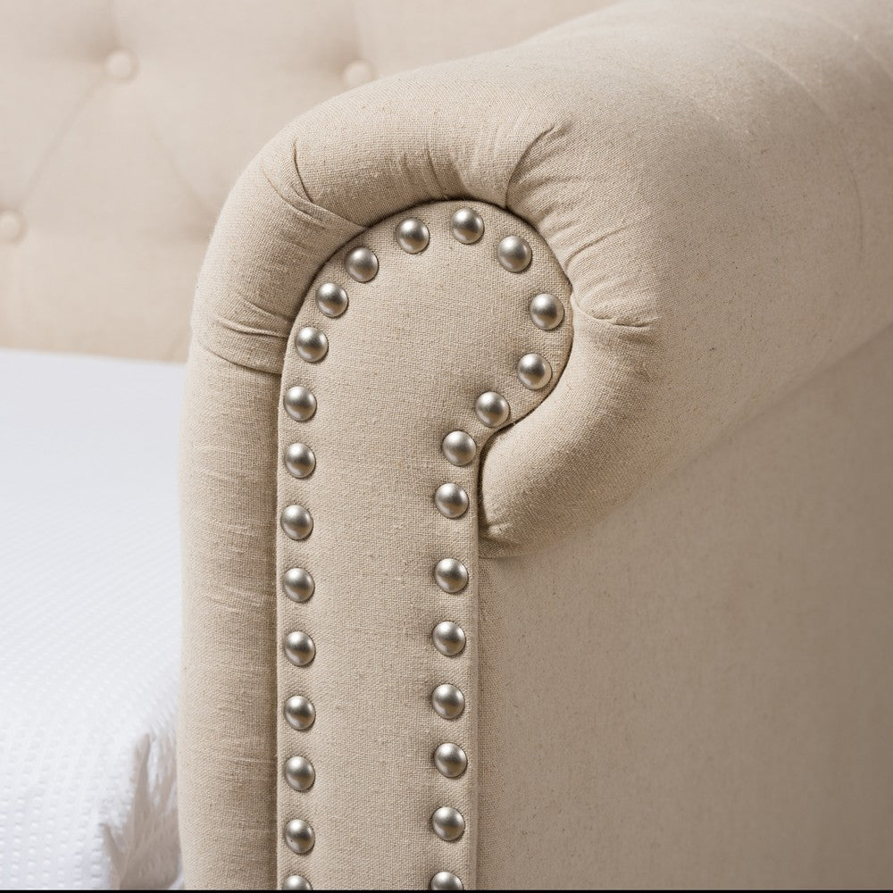 Baxton Studio - Mabelle Daybed in Light Beige - Ashley-Beige-Daybed view 7