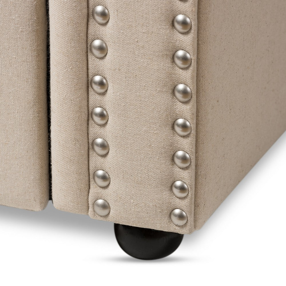Baxton Studio - Mabelle Daybed in Light Beige - Ashley-Beige-Daybed view 8