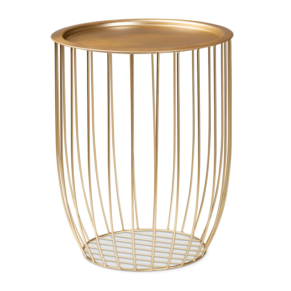 Baxton Studio - Mabon End Table in Gold - H01-102594B Metal Tray Table view 2
