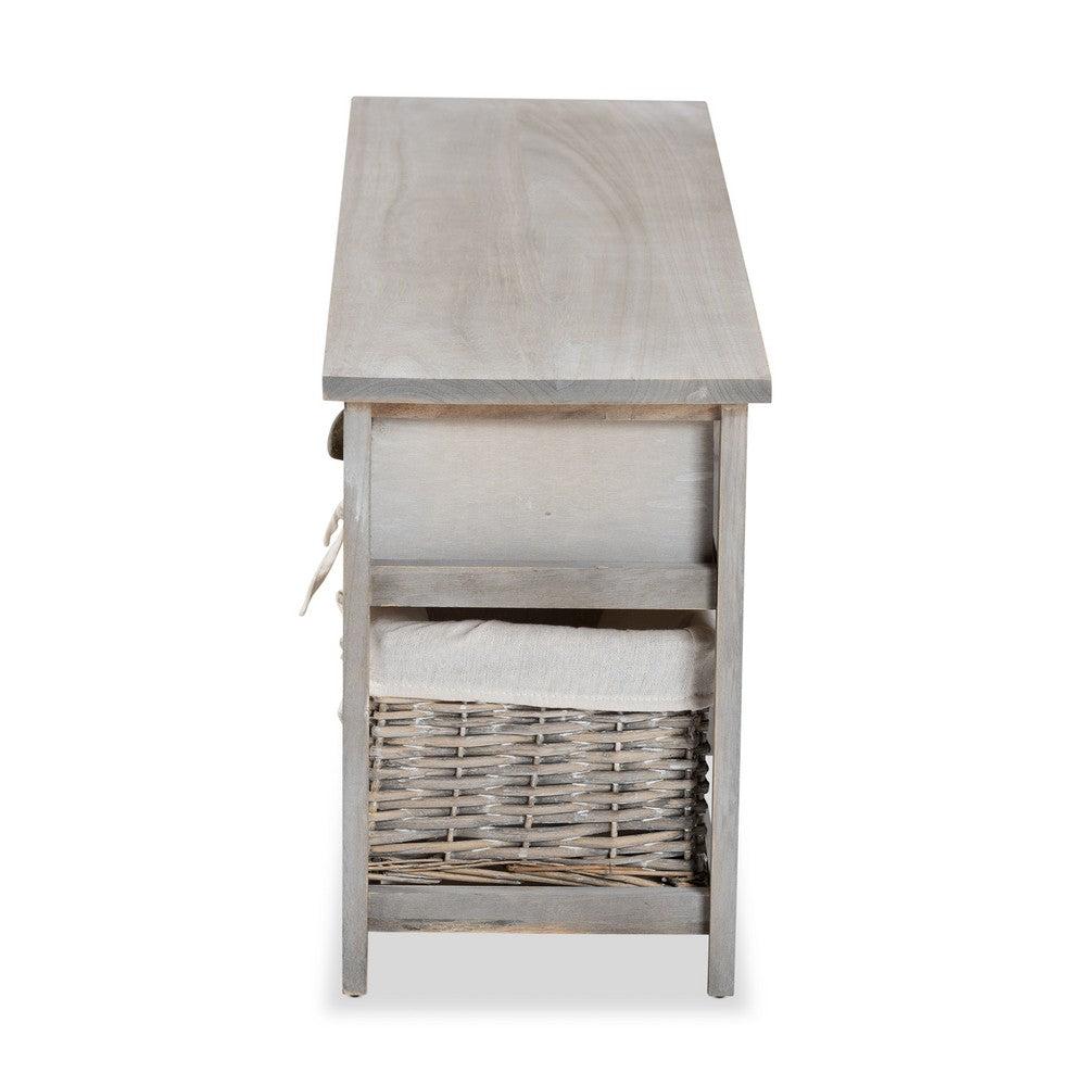 Baxton Studio - Mabyn Bench in Natural Brown/Light Grey - FZC200361-Light Grey-Bench view 4