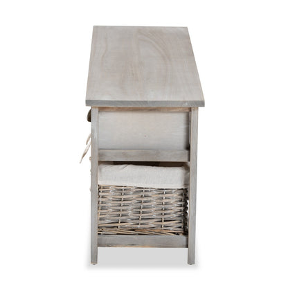 Baxton Studio - Mabyn Bench in Natural Brown/Light Grey - FZC200361-Light Grey-Bench view 4