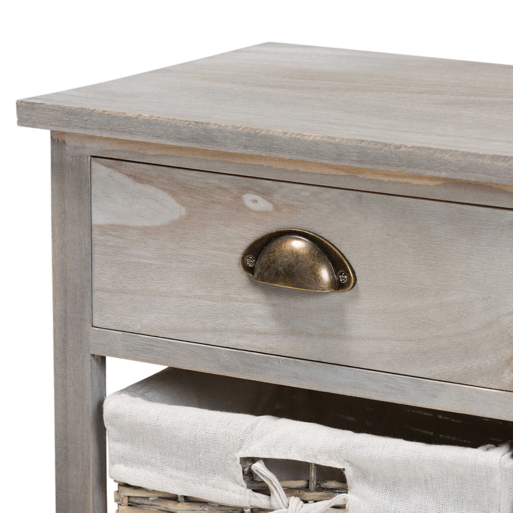 Baxton Studio - Mabyn Bench in Natural Brown/Light Grey - FZC200361-Light Grey-Bench view 5