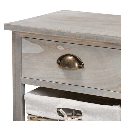 Baxton Studio - Mabyn Bench in Natural Brown/Light Grey - FZC200361-Light Grey-Bench view 5