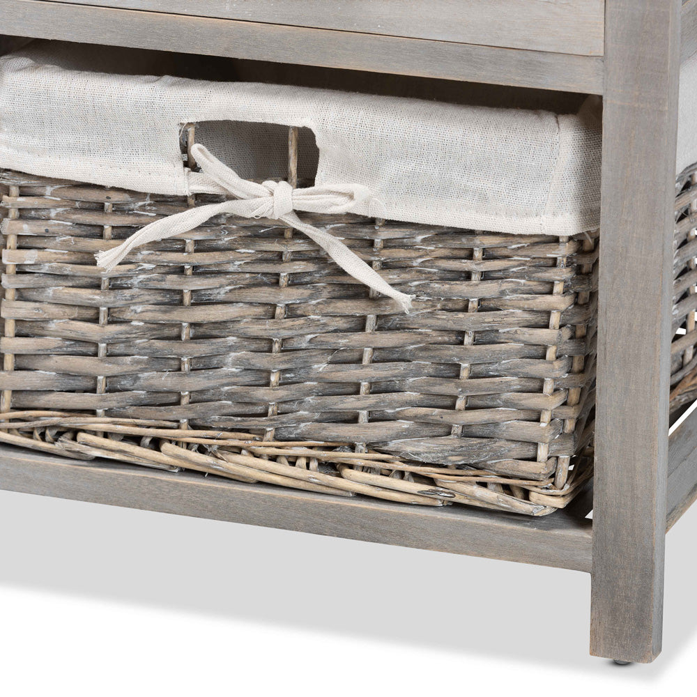 Baxton Studio - Mabyn Bench in Natural Brown/Light Grey - FZC200361-Light Grey-Bench view 6