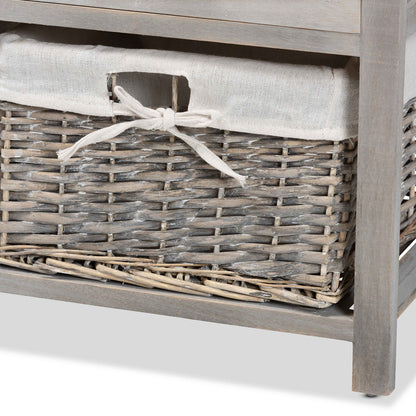 Baxton Studio - Mabyn Bench in Natural Brown/Light Grey - FZC200361-Light Grey-Bench view 6