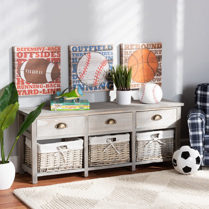 Baxton Studio - Mabyn Bench in Natural Brown/Light Grey - FZC200361-Light Grey-Bench view 8