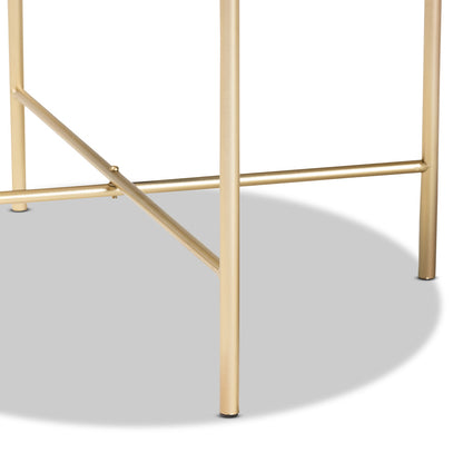 Baxton Studio - Maddock Outdoor Dining Table in Marble White/Gold - H01-102776 Metal/Marble Side Table view 3