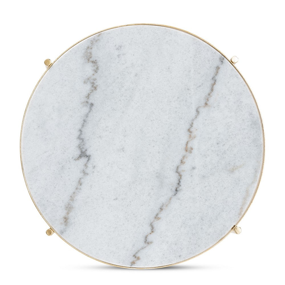 Baxton Studio - Maddock Outdoor Dining Table in Marble White/Gold - H01-102776 Metal/Marble Side Table view 4