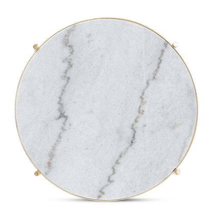 Baxton Studio - Maddock Outdoor Dining Table in Marble White/Gold - H01-102776 Metal/Marble Side Table view 4